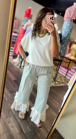 Load image into Gallery viewer, Bibi Stripes Woven Ruffle Lace Hem
