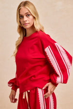 Load image into Gallery viewer, French Terry Red W/Lace Trim

