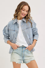 Load image into Gallery viewer, Washed Denim Barn Jacket
