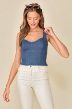 Load image into Gallery viewer, Timing Denim Darling Top W/Side Zipper
