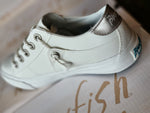 Load image into Gallery viewer, Blowfish Martina White Earth/ Silver Earth Leather Sneaker
