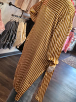 Load image into Gallery viewer, Mustard Striped Button Down Dress
