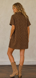 Load image into Gallery viewer, Sewn &amp; Seen ~ Polka Dot Denim Shirt Dress
