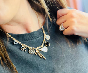 Checkered Heart Charm Necklace