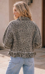 Load image into Gallery viewer, KORI ~ Leopard Print Frayed Ruffle Hem Shirt/Jacket
