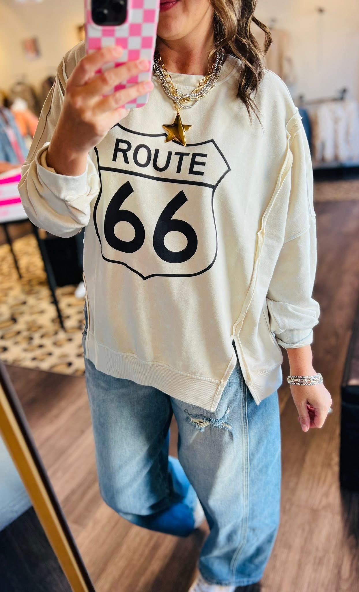 Route 66 Long Sleeve Knit Top