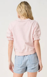 Load image into Gallery viewer, Pink Lace Detailed Puff Sleeve Top
