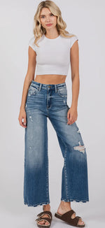 Load image into Gallery viewer, Petra ~ Destroyed High Rise
Relaxed Cropped Wide Leg Denim

