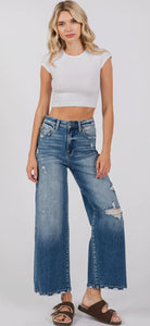 Petra ~ Destroyed High Rise
Relaxed Cropped Wide Leg Denim