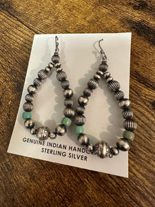 Navajo Pearl and Turquoise Drop Earring