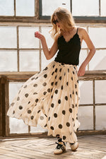 Load image into Gallery viewer, Polka Dot Pleated Midi Skirt
