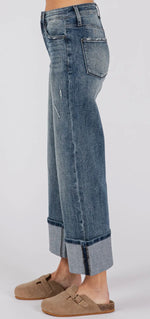 Load image into Gallery viewer, Petra 153 ~ High Rise Stretch Loose
Straight w/ Cuffed Hem
