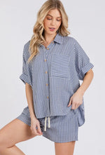Load image into Gallery viewer, S&amp;S Mini Checker Button Down Top Shorts Set
