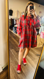 Load image into Gallery viewer, Plaid Bow Tie Dress
