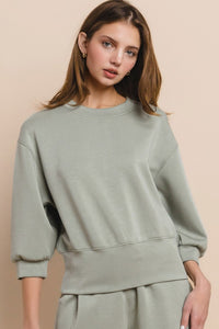 Solid Cropped Scuba Sweatshirt