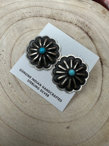 Sterling Silver Concho Earring