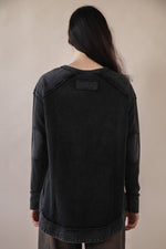 Load image into Gallery viewer, Mineral Washed Elbow Patch Contrast Knit Top
