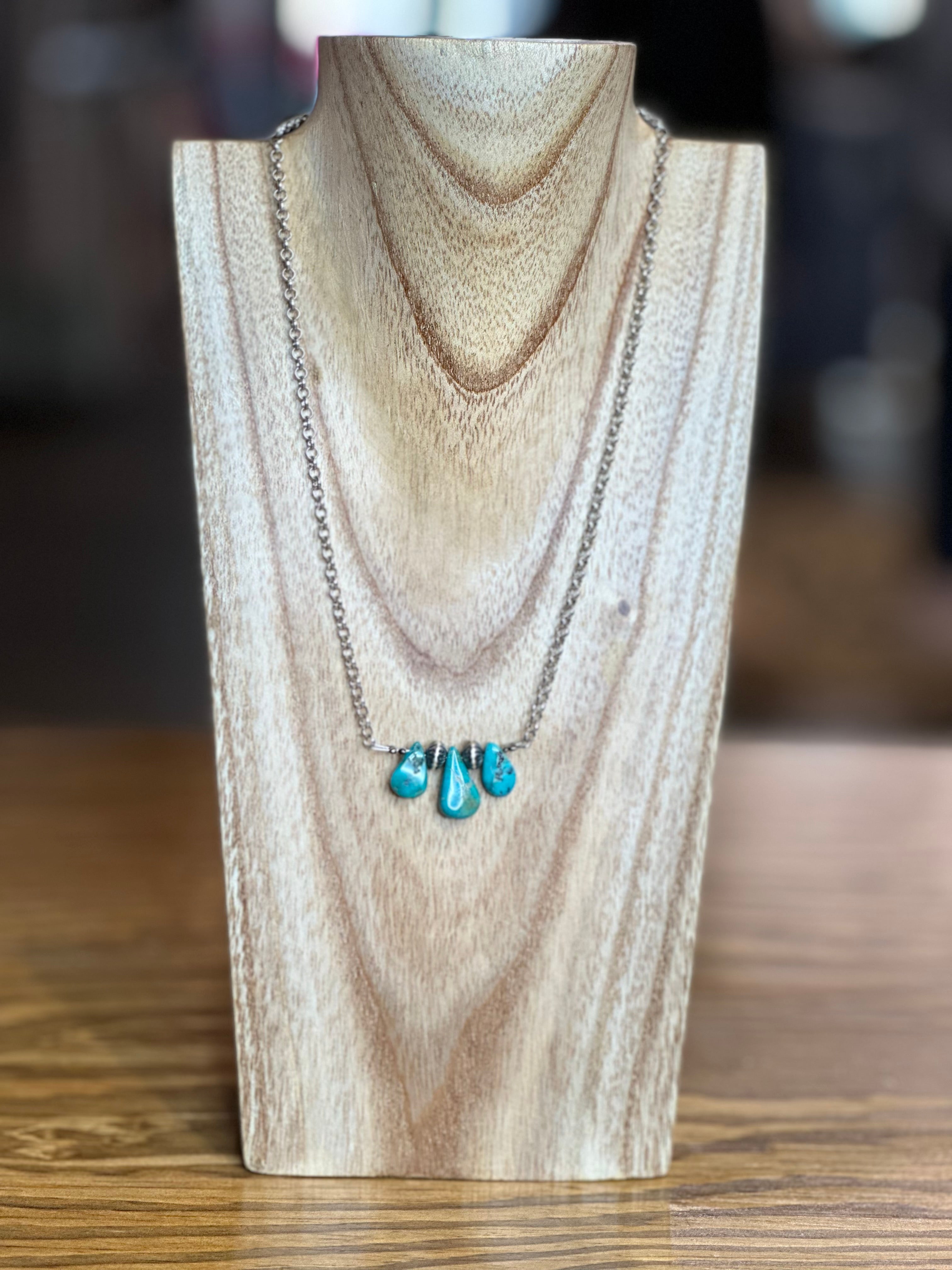 16 inch Blue turquoise and sterling silver pearl