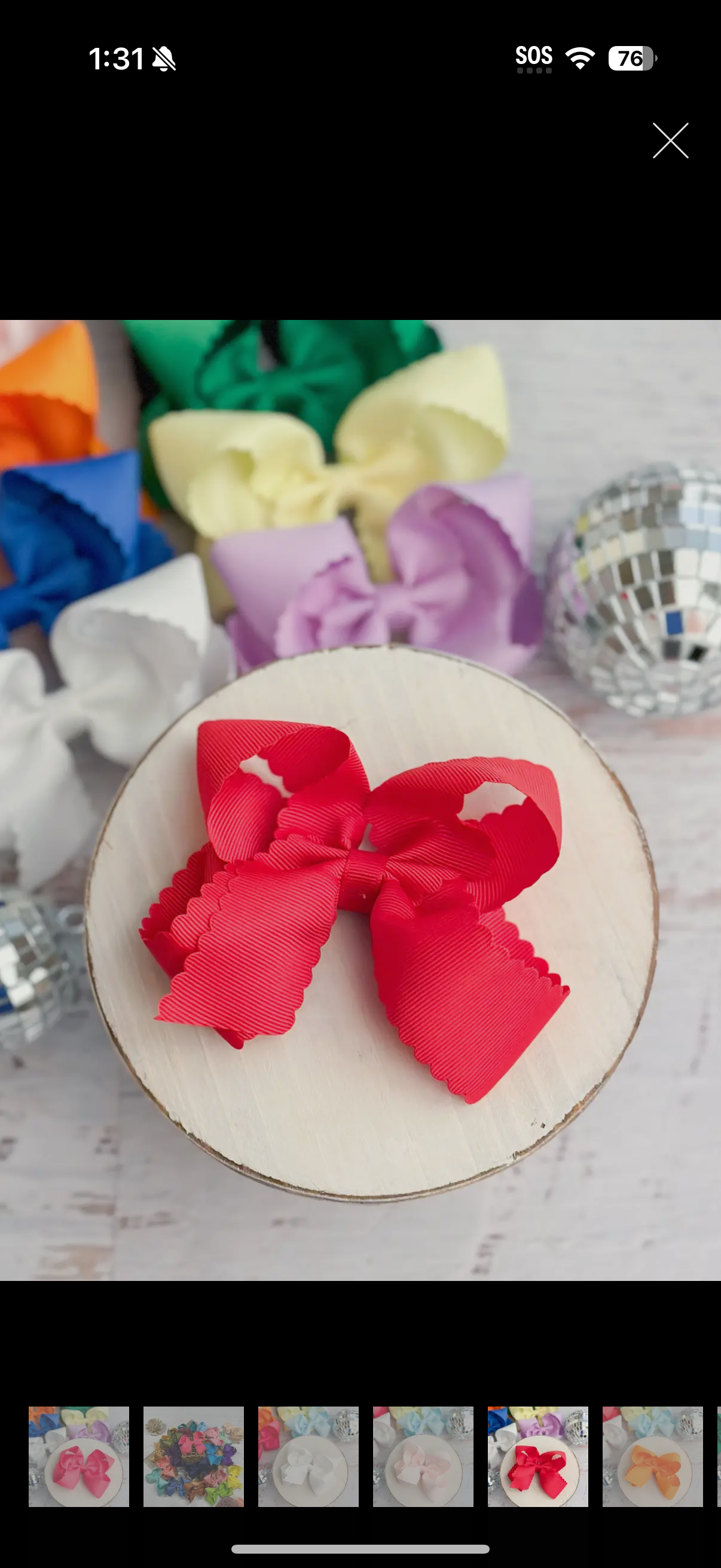 Classic Scalloped Bow- Alligator Clip