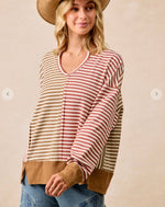 Load image into Gallery viewer, Stripe Thermal Knit Color Block

