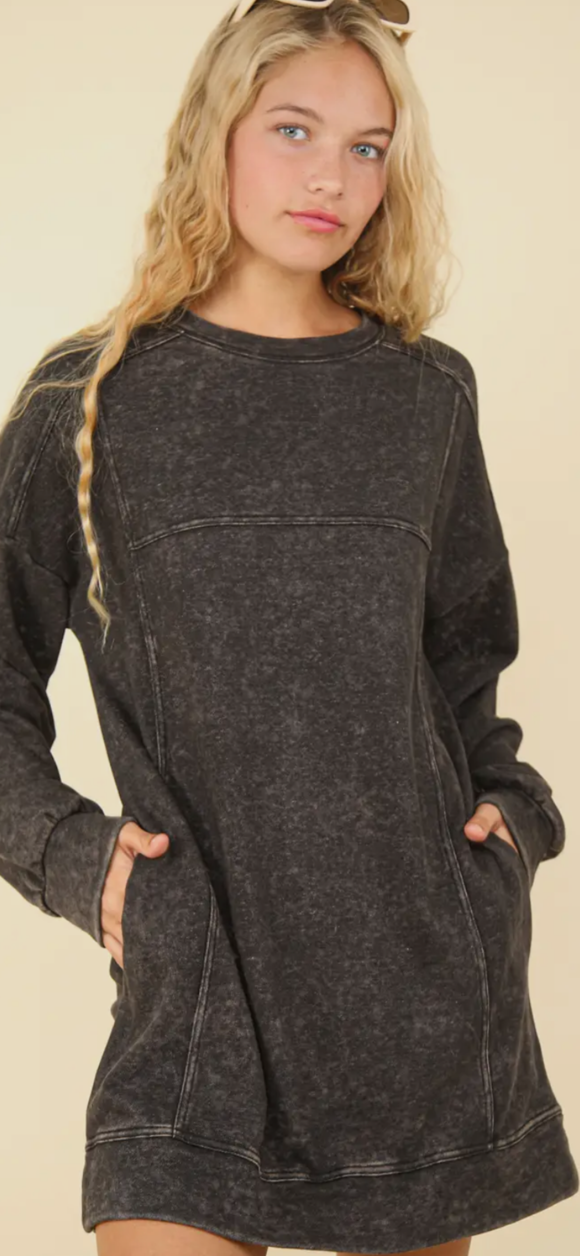 Very J Black Sweatshirt Dress