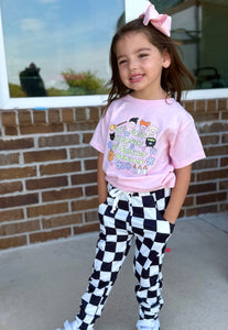 Kids Black Checkered Pants