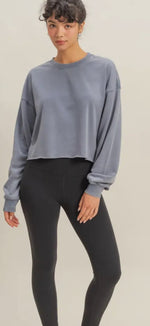 Load image into Gallery viewer, Cropped Crewneck Sweatshirt with Oversized
