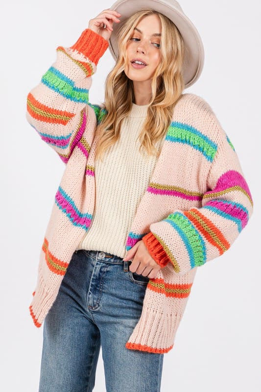 Rainbow Chunky Knit Cardigan