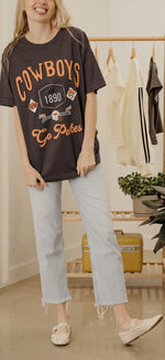 Load image into Gallery viewer, LivyLu Osu Cowboys Patches 25 Dark Gray Airlune Spun Tee *Licensed
