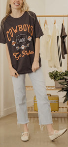 LivyLu Osu Cowboys Patches 25 Dark Gray Airlune Spun Tee *Licensed