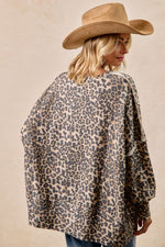 Load image into Gallery viewer, Leopard Print Oversized Waffle Thermal Top
