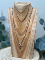 Load image into Gallery viewer, Silver Paper Clip Chain Letter Necklace
