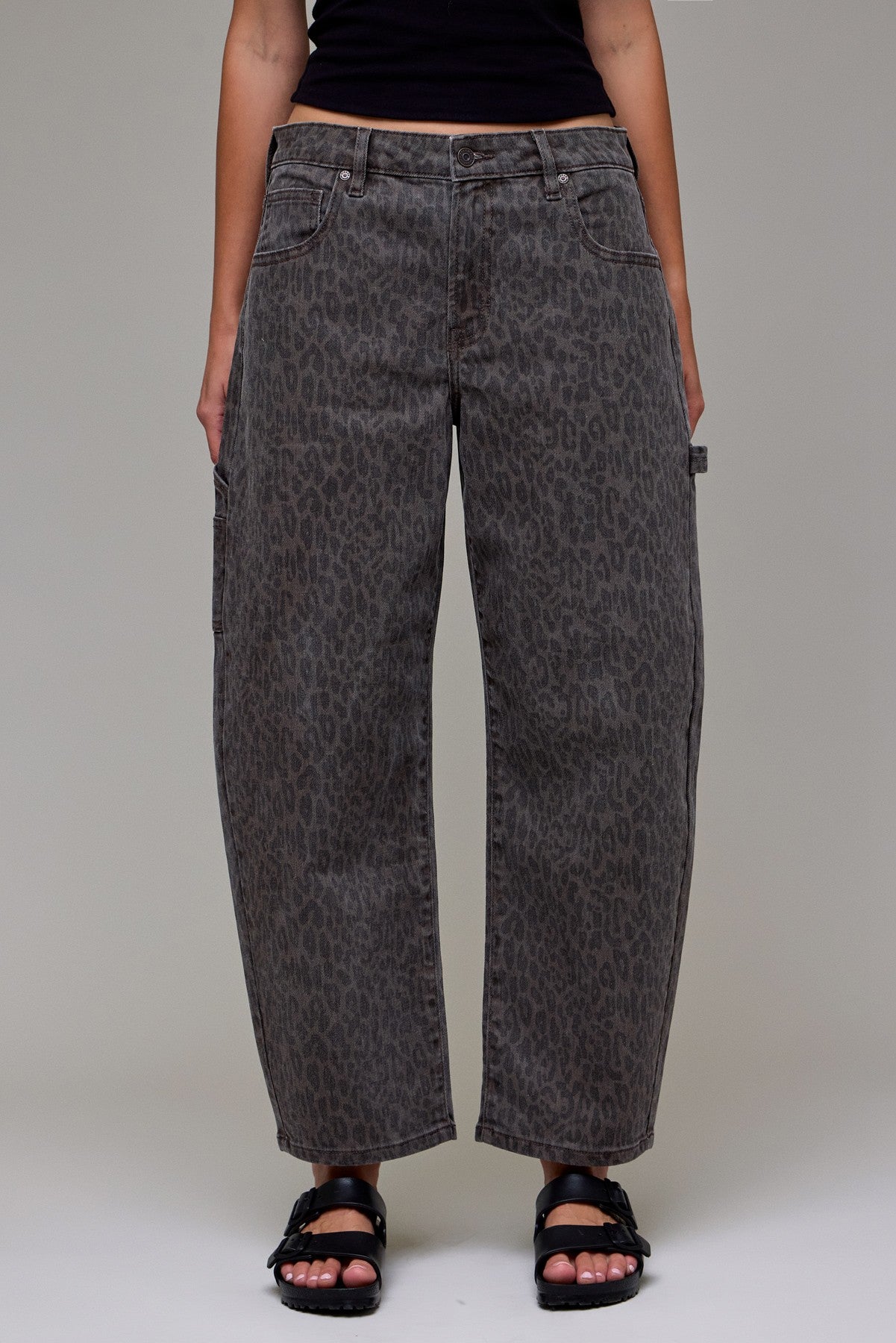 Brown Cheetah Cropped Carpenter Barrel Denim