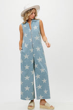Load image into Gallery viewer, Vintage Star Zip Up Soft Denim Overall
