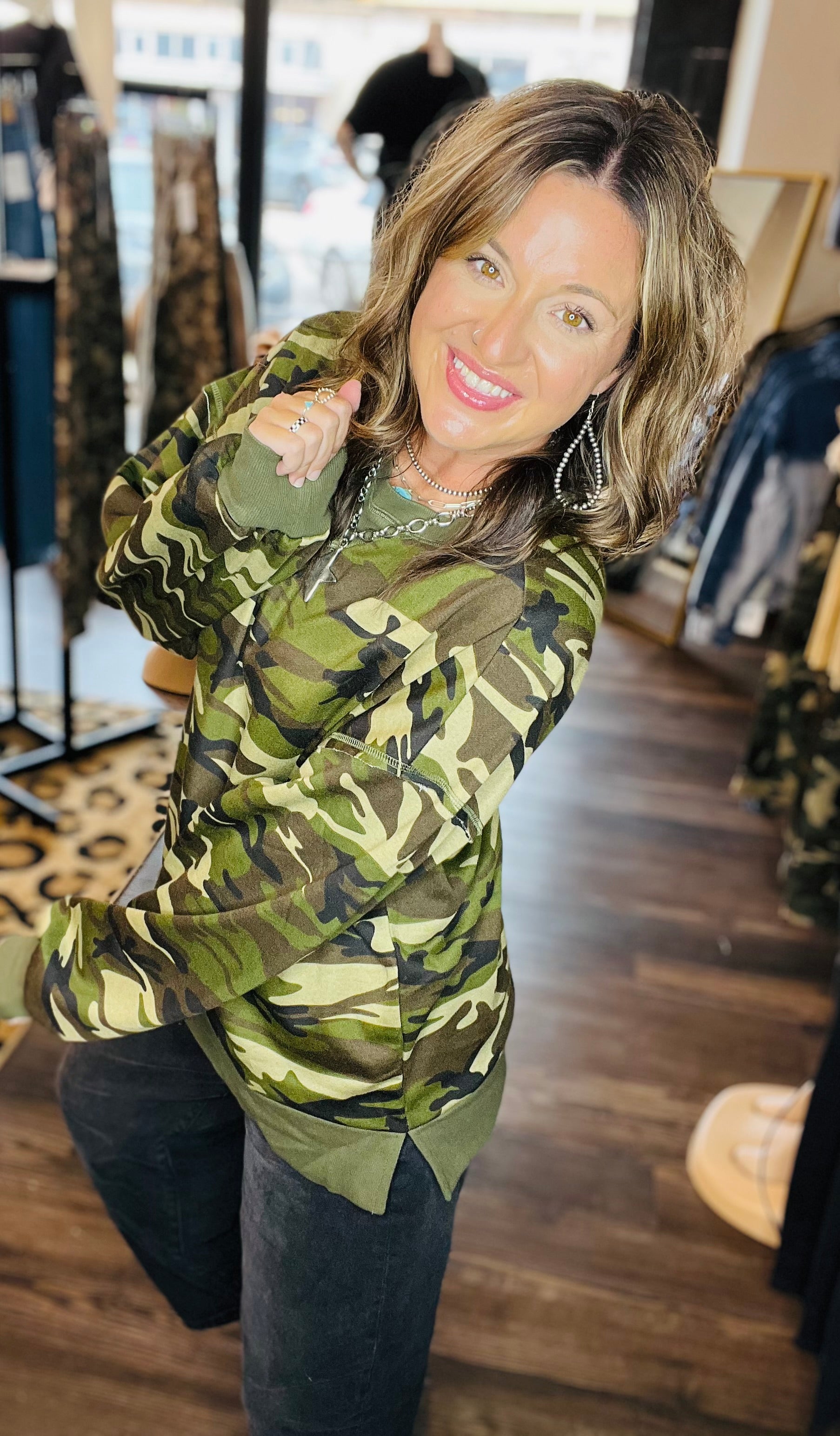 Printed French Terry Top