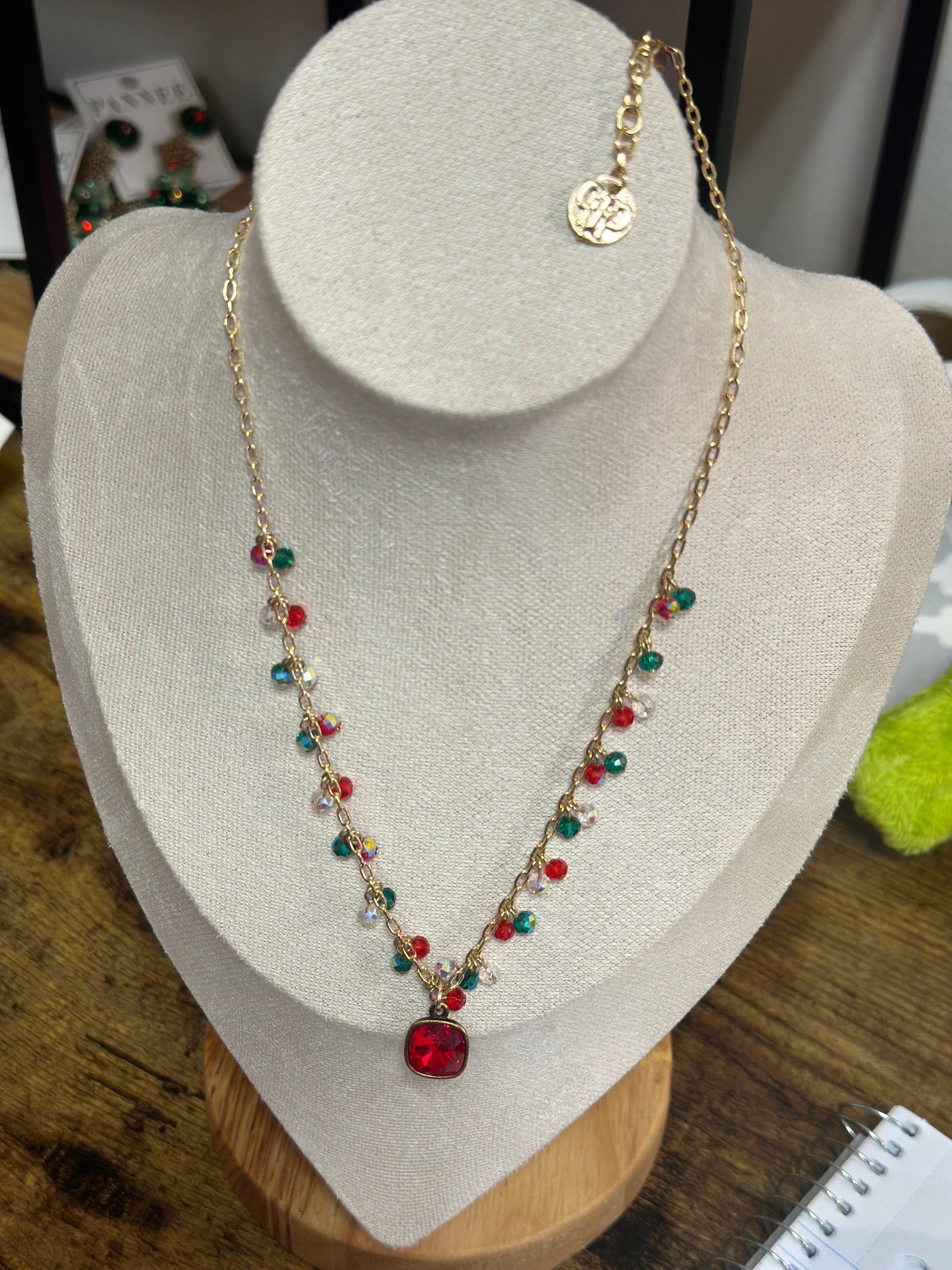 Pink Panache Christmas Jewels Necklace w/extender