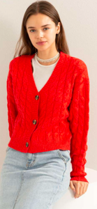 Hyfve Red Cable Knit Cardigan