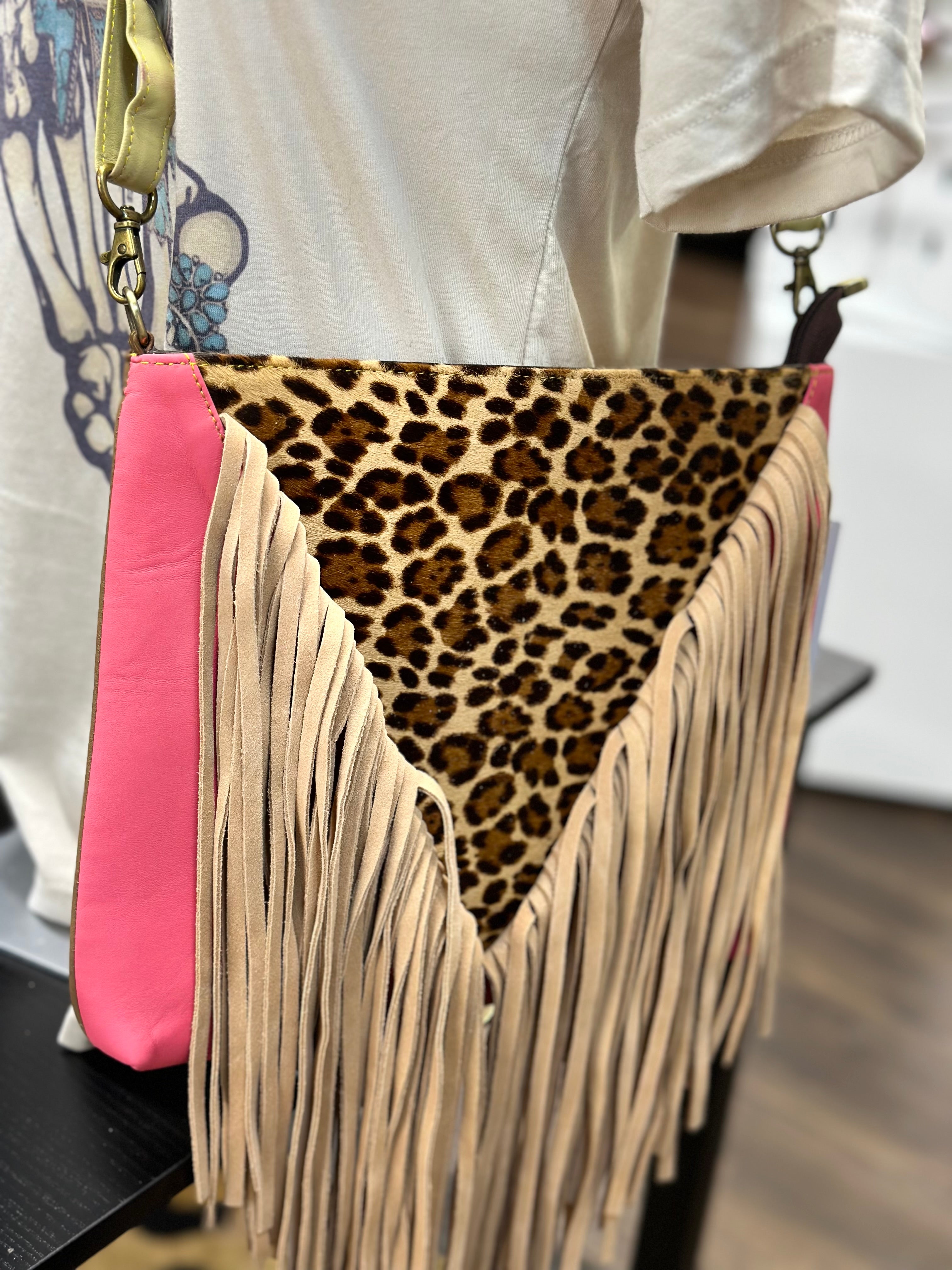 Secily Fringe Leather and Hair on Hide Crossbody Purse