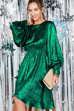 Load image into Gallery viewer, Metallic  Green Foil Dress
