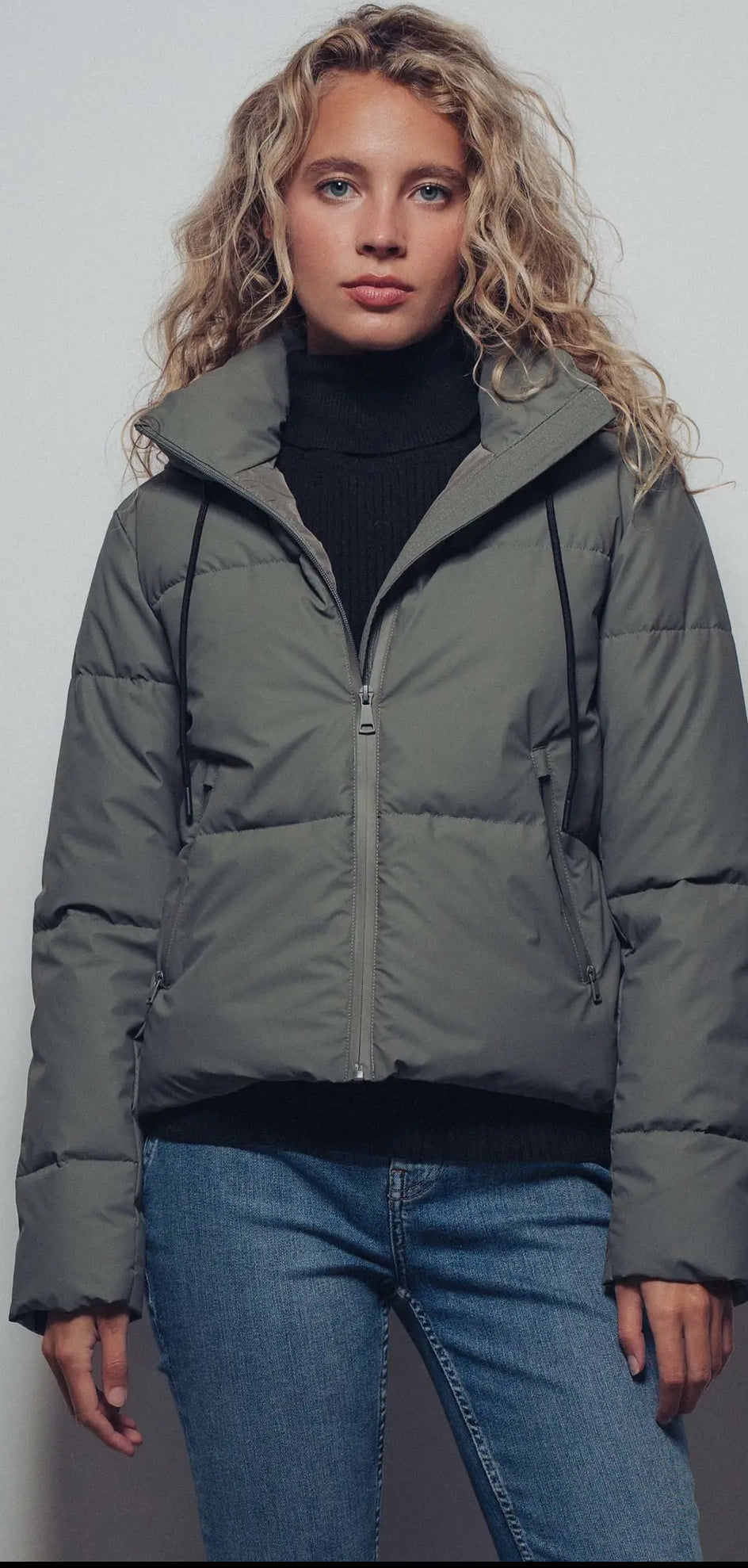 Urban Daizy~ Olive Cozy Drawstring Hooded Puffer Jacket