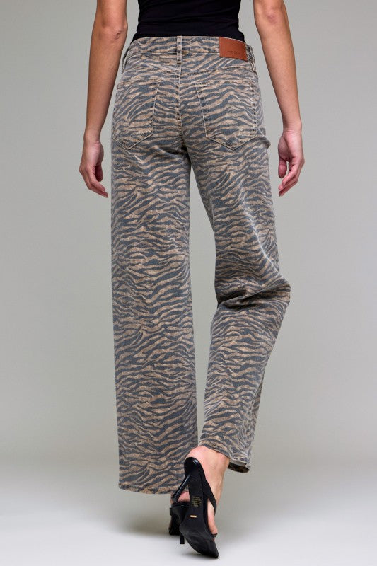 Hidden Tiger Print High Waisted Dad Denim