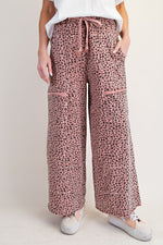 Load image into Gallery viewer, Easel Leopard Antique Rose Mineral Wash Pants
