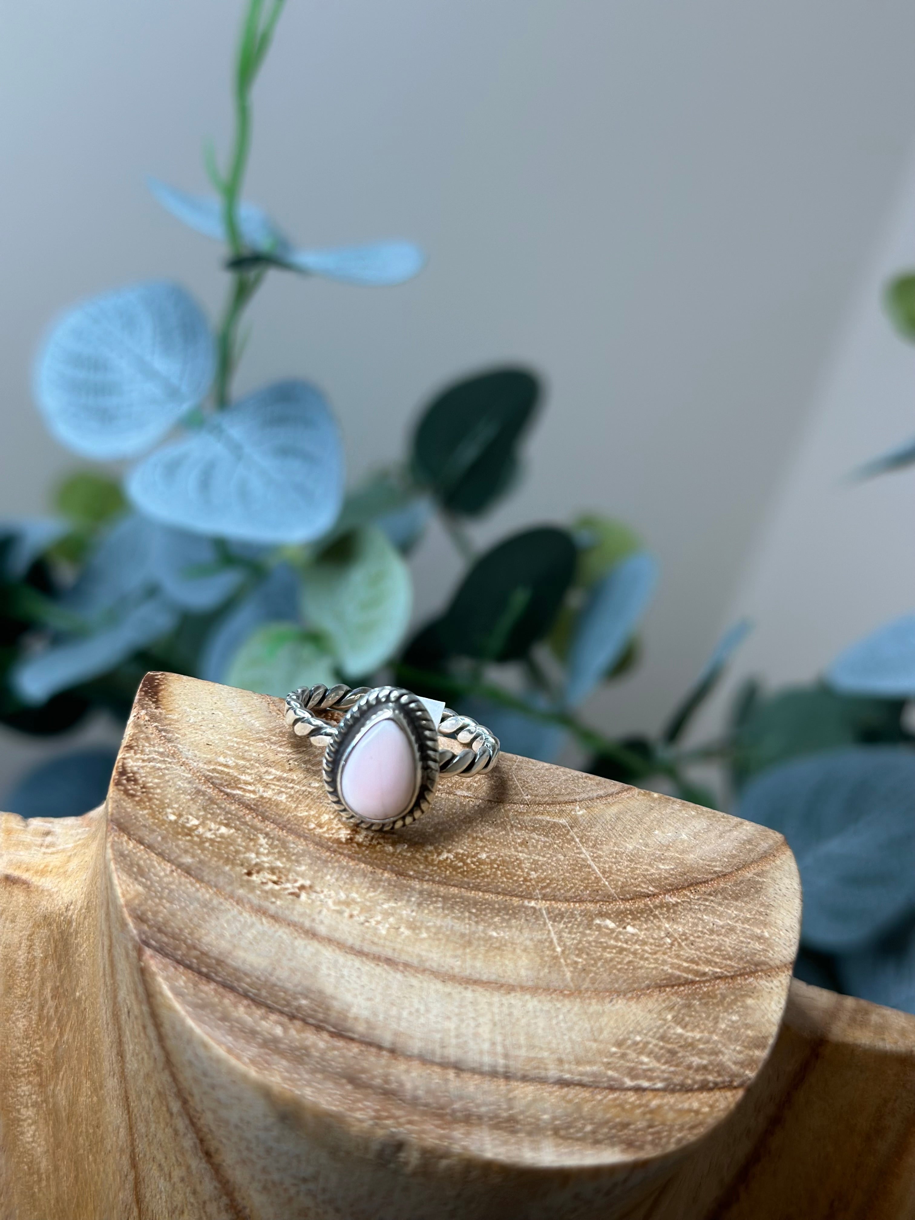 Sterling Silver Rope Ring W/Stone