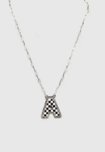 Black/White Checked Initial