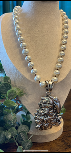 Vintage Pearl Santa Necklace