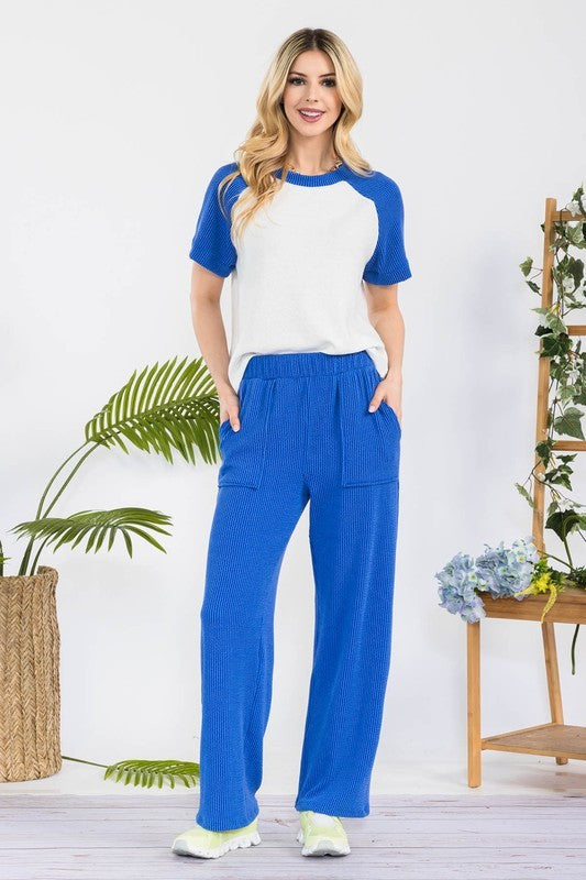 Stylive Capri Curly Ribbed Lounge Pants