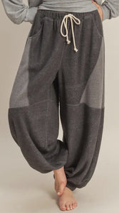 DOUBLE ZERO~ Contrasting High-Waist Casual Sweatpants