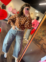 Load image into Gallery viewer, Brown polka dot blouse
