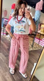 Load image into Gallery viewer, Gingham Soft Brushed Barrel Pants
