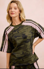 Load image into Gallery viewer, Bibi Camo W/Lace Detail Top
